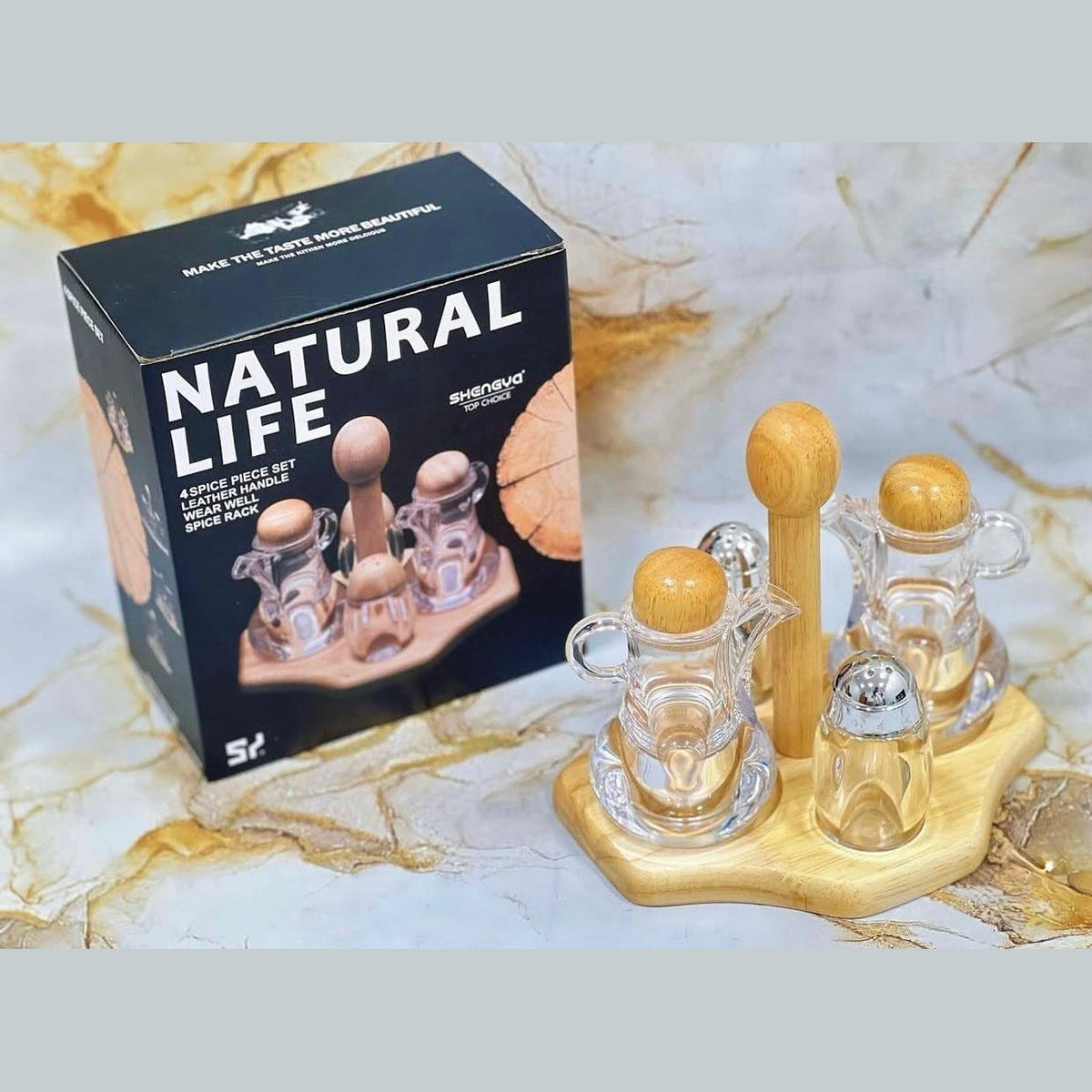 4 Pcs Spice Set With Bamboo Stand