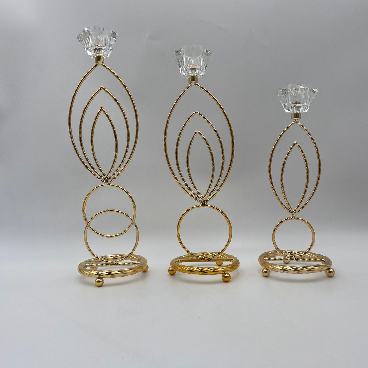 Set 3 Pcs Luxury Gold Metal Stainless Steel Candle Holder