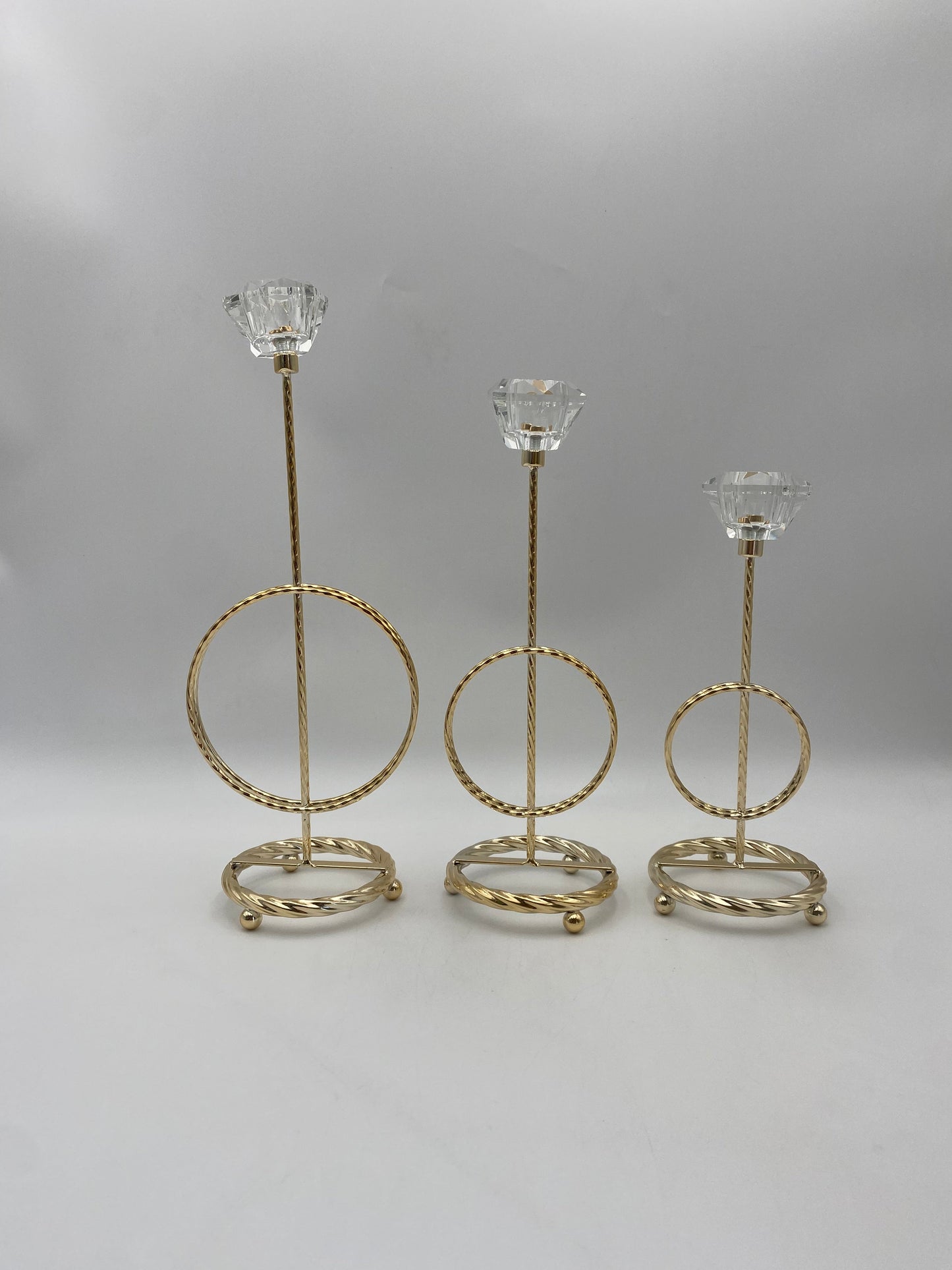 Set 3 Pcs Luxury Gold Metal Stainless Steel Candle Holder