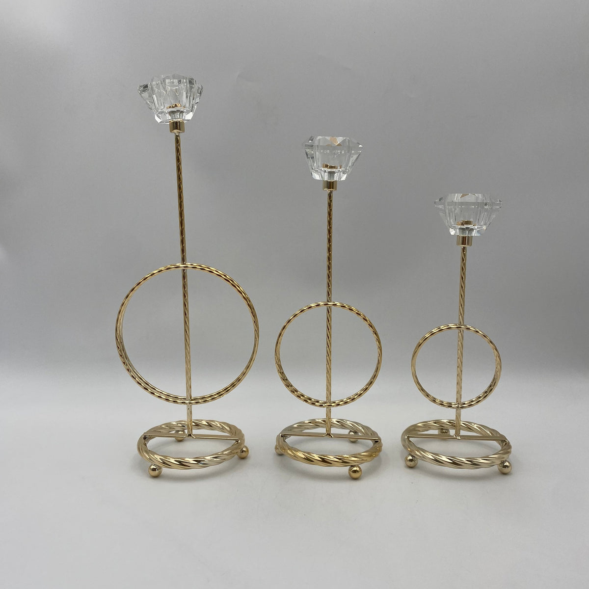 Set 3 Pcs Luxury Gold Metal Stainless Steel Candle Holder
