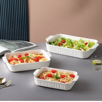 3-Piece Rectangular Porcelain Baking Dish Set