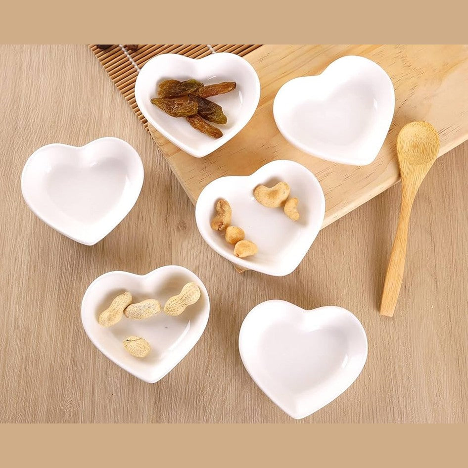 6 Pcs White Porcelain Heart Bowl Set