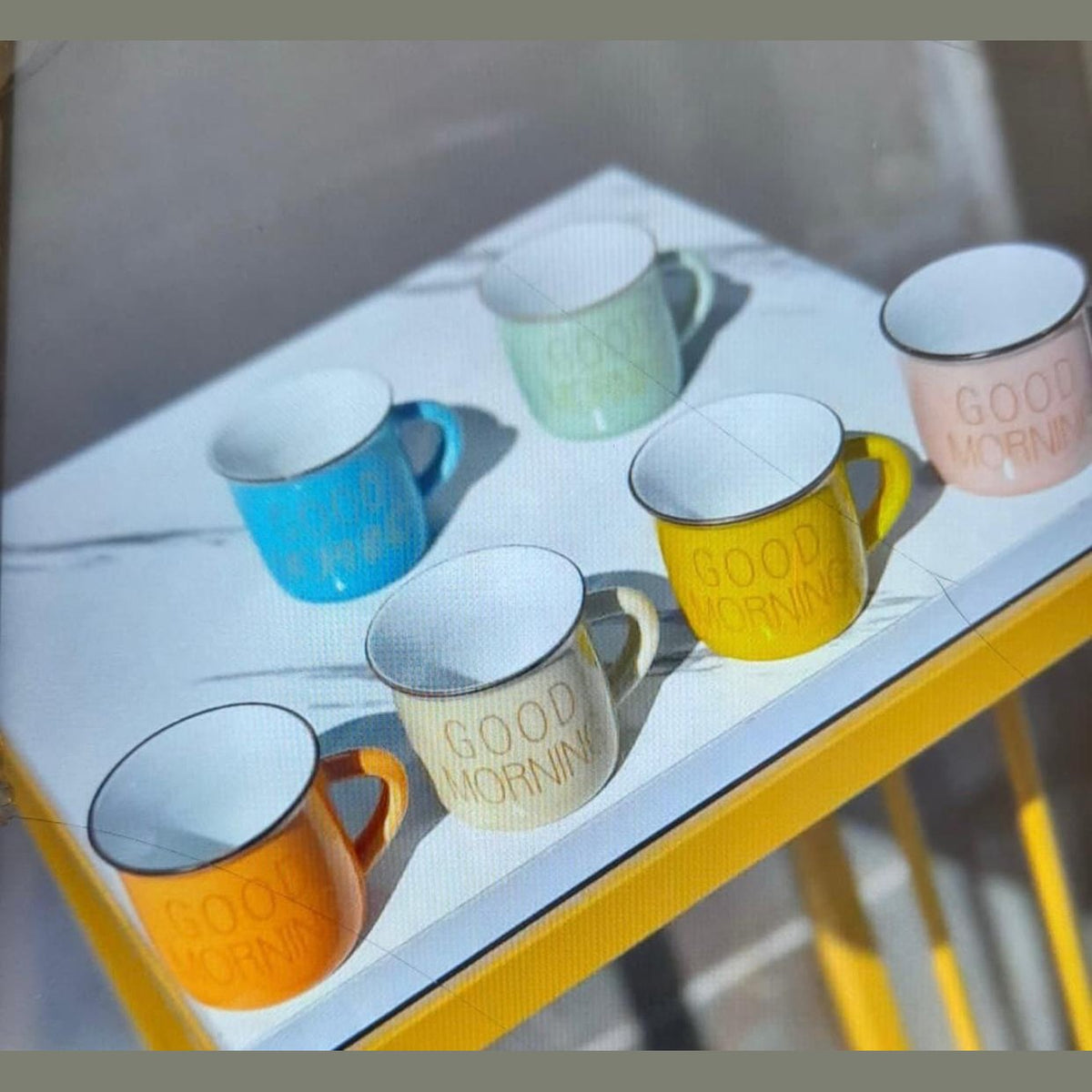 6 Pcs “Good Morning” Colored Coffee Cups Set