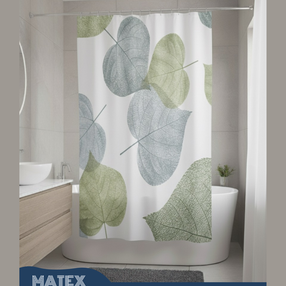 Pattern NewLeaf Waterproof Shower Curtain 180x180cm