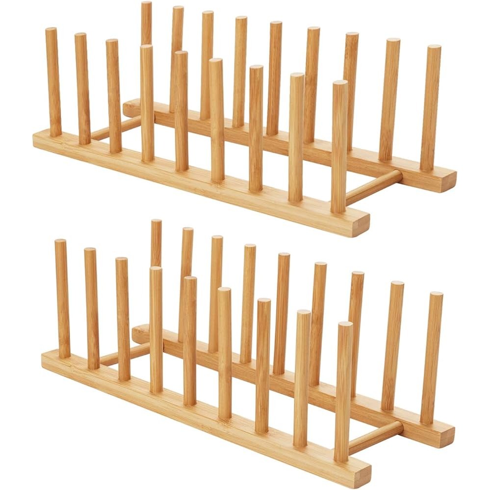 8 Sections Bamboo Dish Drainer Rack