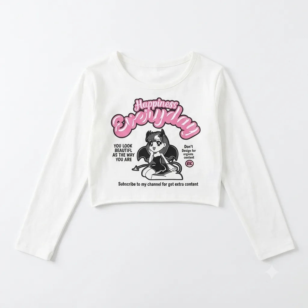 Fmoda Girl's White Graphic Top | Fmoda In Lebanon
