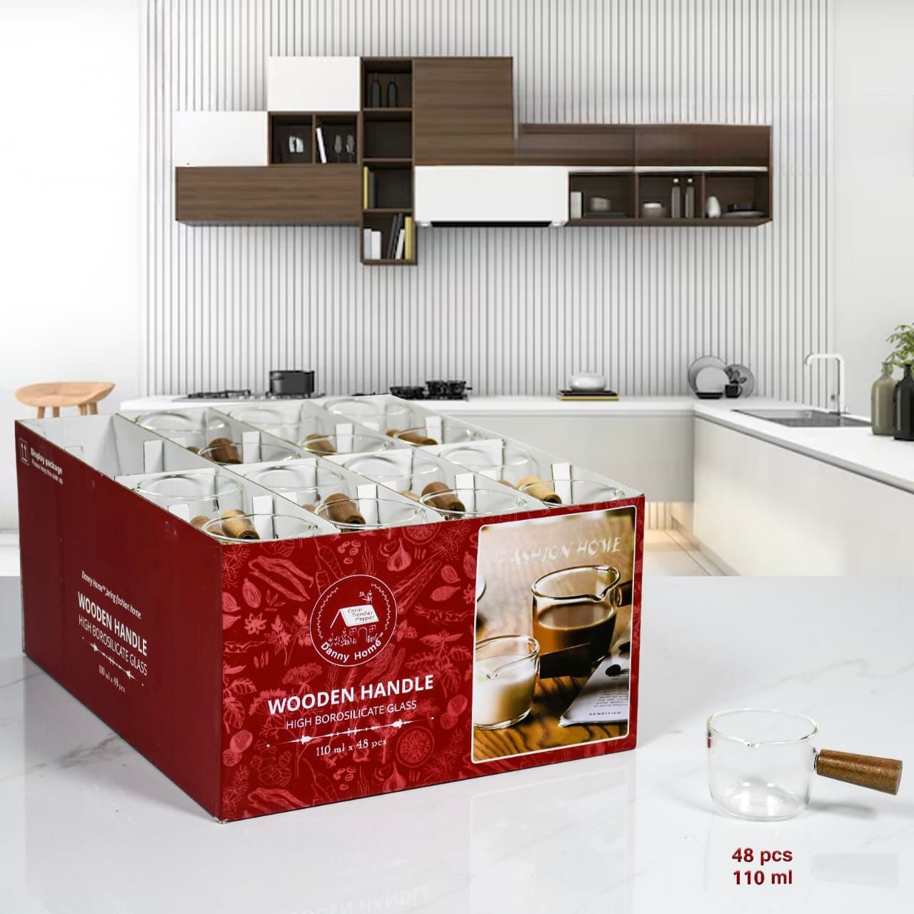 110 ml Glass Sauce Dispenser With Wooden Handle