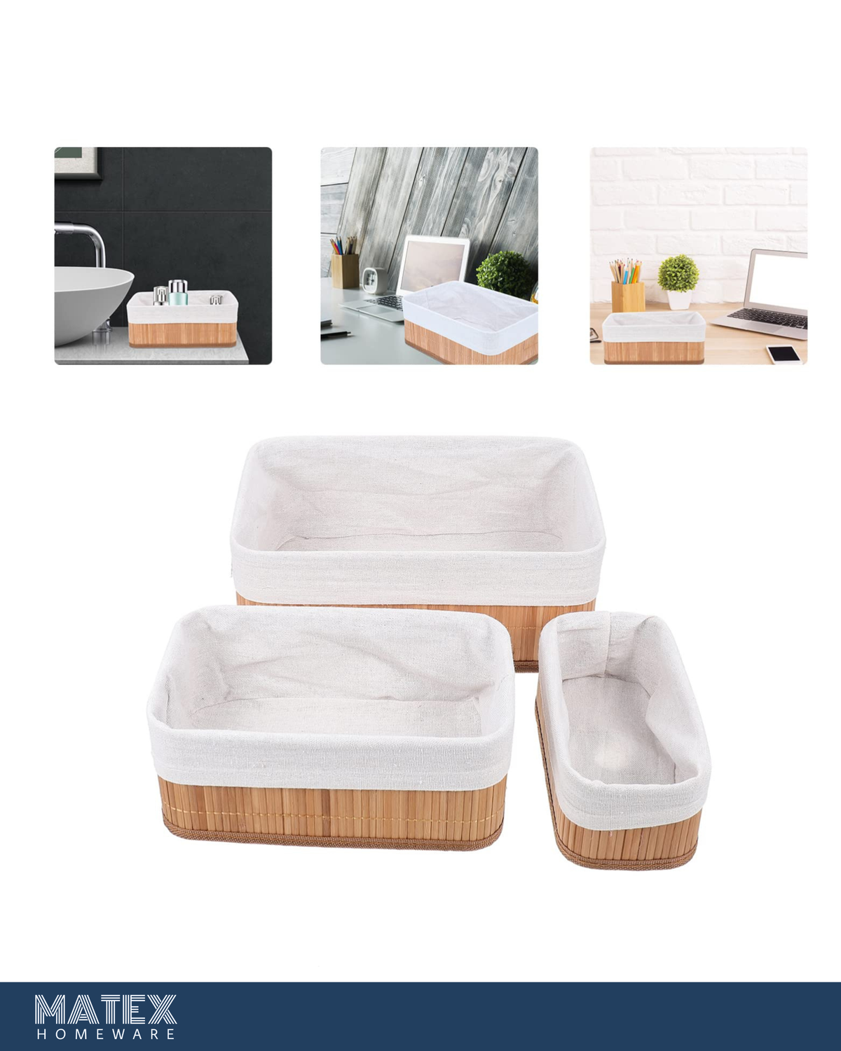 3pcs Bamboo Storage Set
