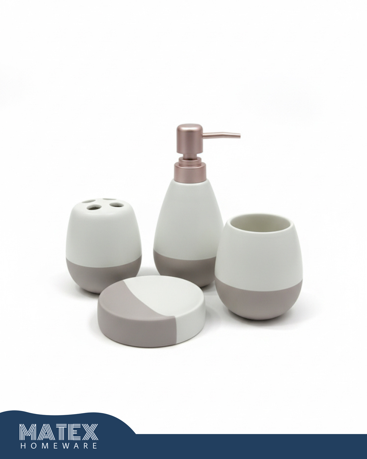 Porcelain MutedTaupe Bathroom Accessory Kit (4pc)