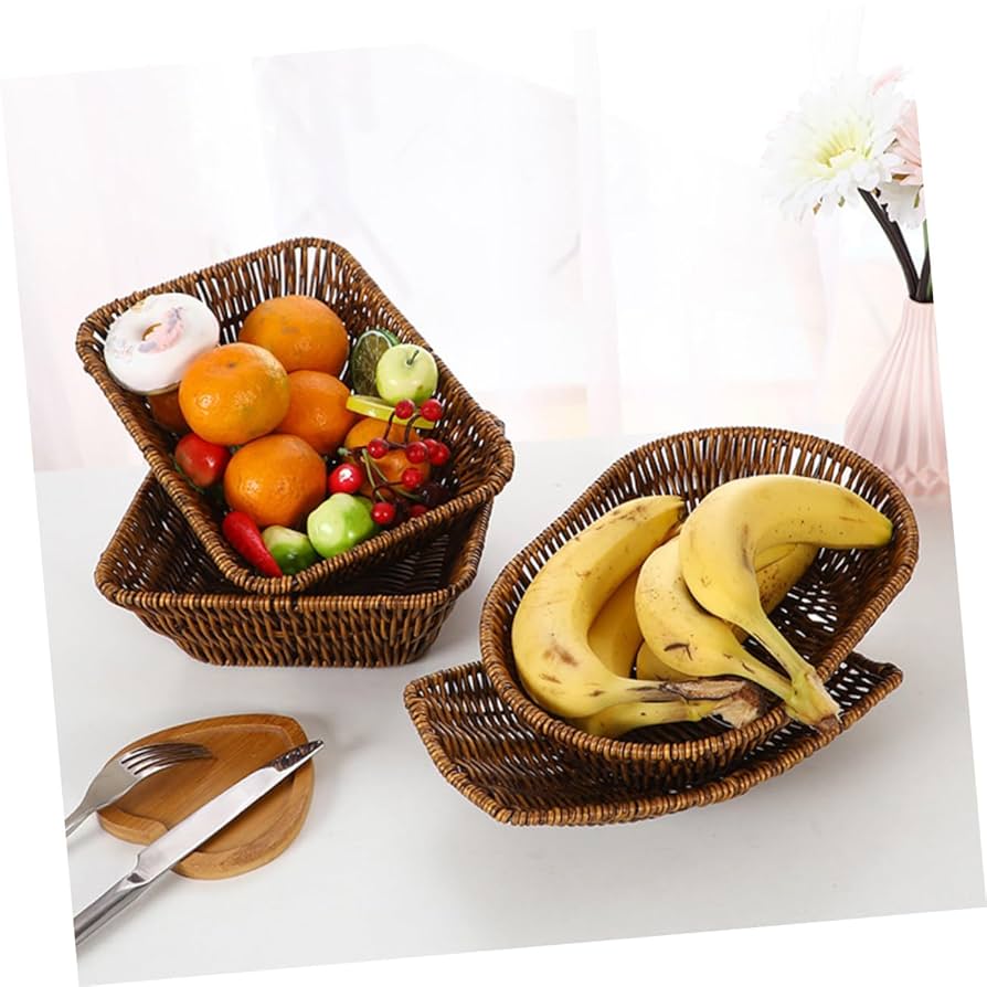 Plastic Rectangular Woven Storage Basket