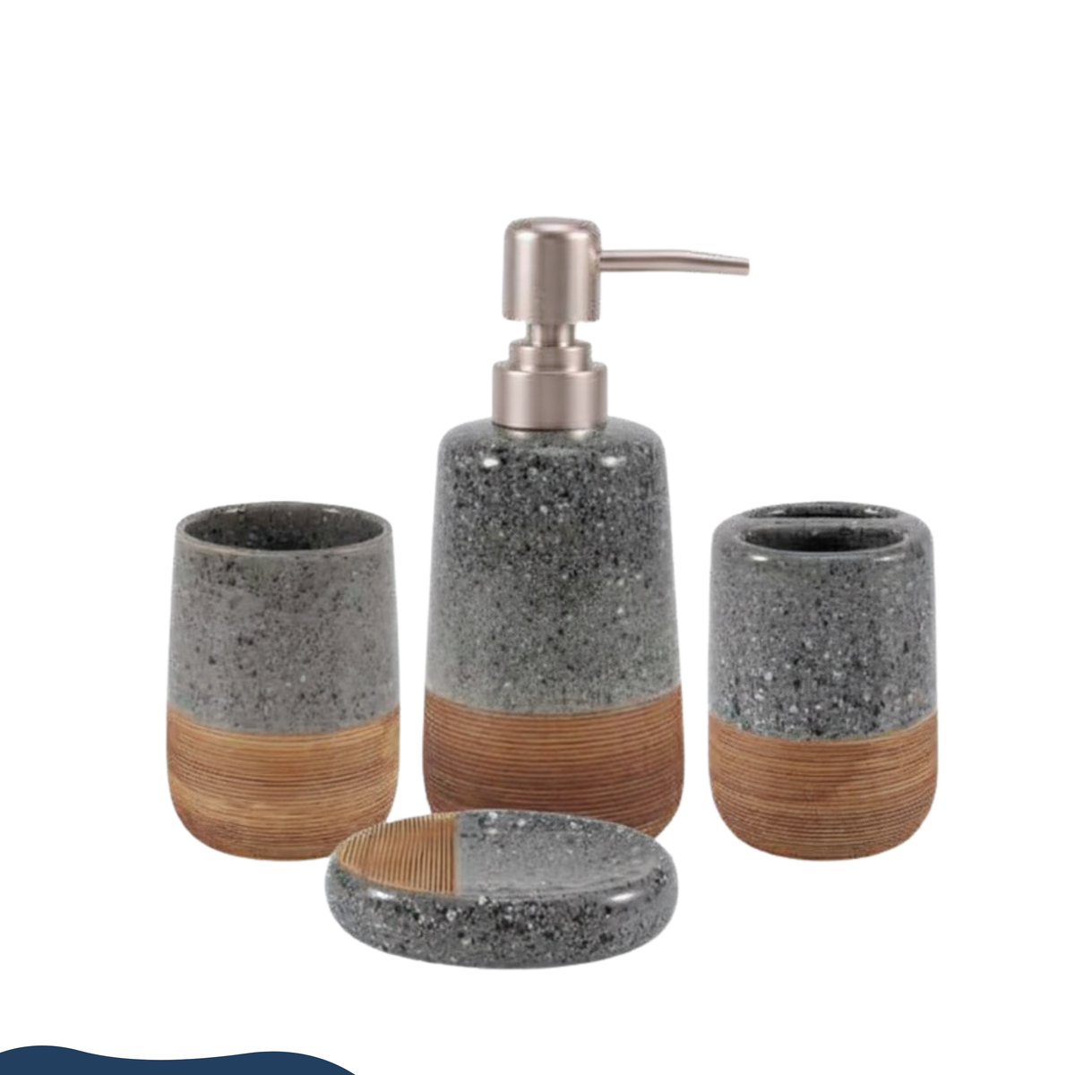 Luxury Grey Luxe Bathroom Accessory Kit (4pcs)