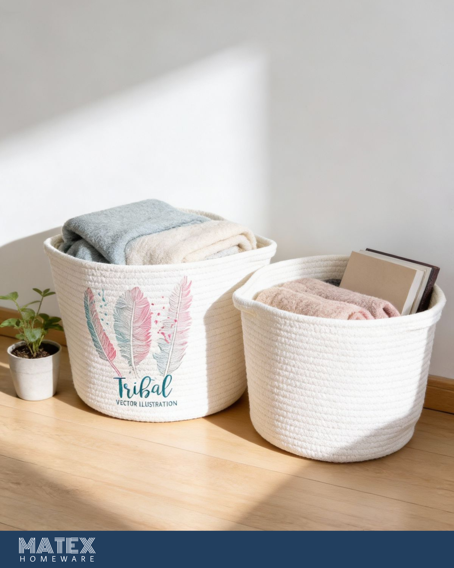 Feather Breeze Storage Basket Set (2pcs)