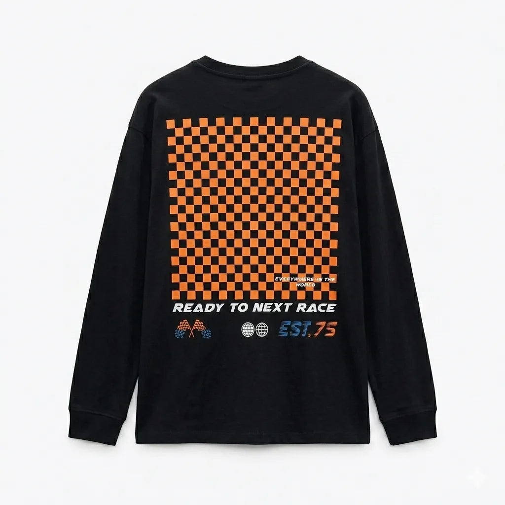 Zara Boy's Black "Ready To Next Race" Print Long Sleeve Blouse | Zara In Lebanon