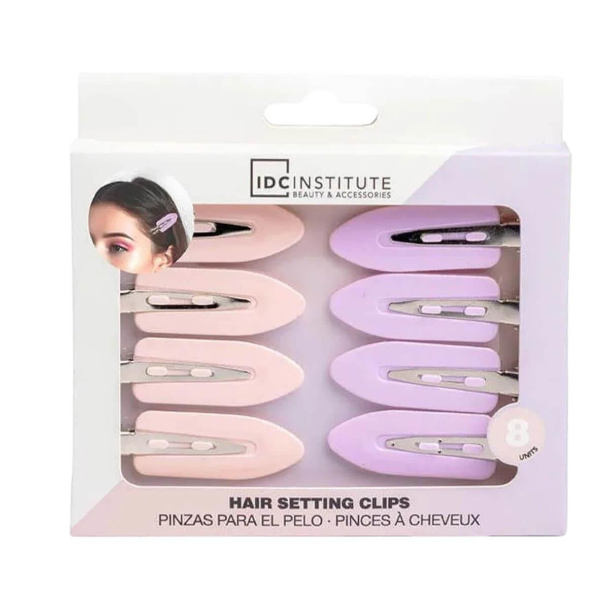 IDC Institute Hair Setting Clips Salmon and Purple Hair Clip Set 8pcs