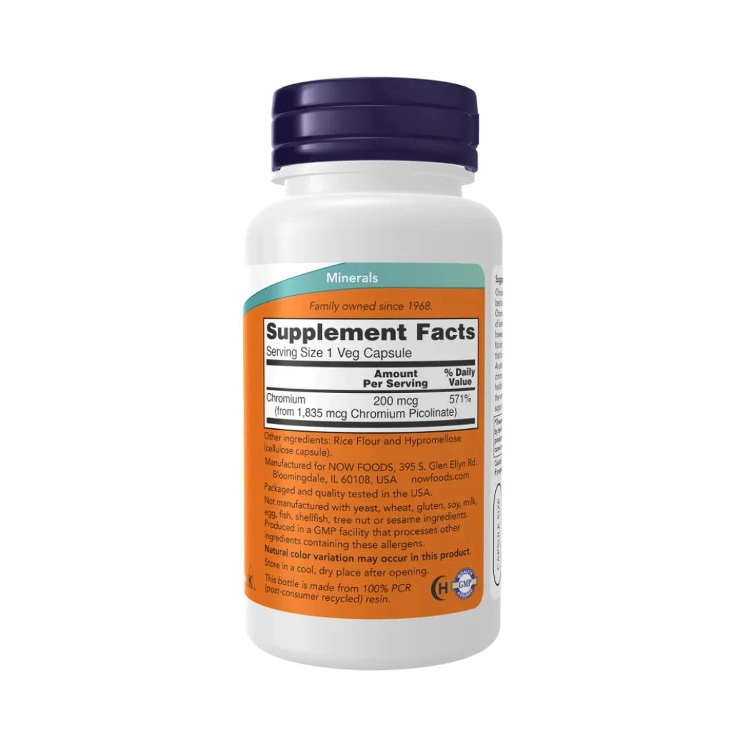 Now Chromium Picolinate 200 Mcg 100 Capsules
