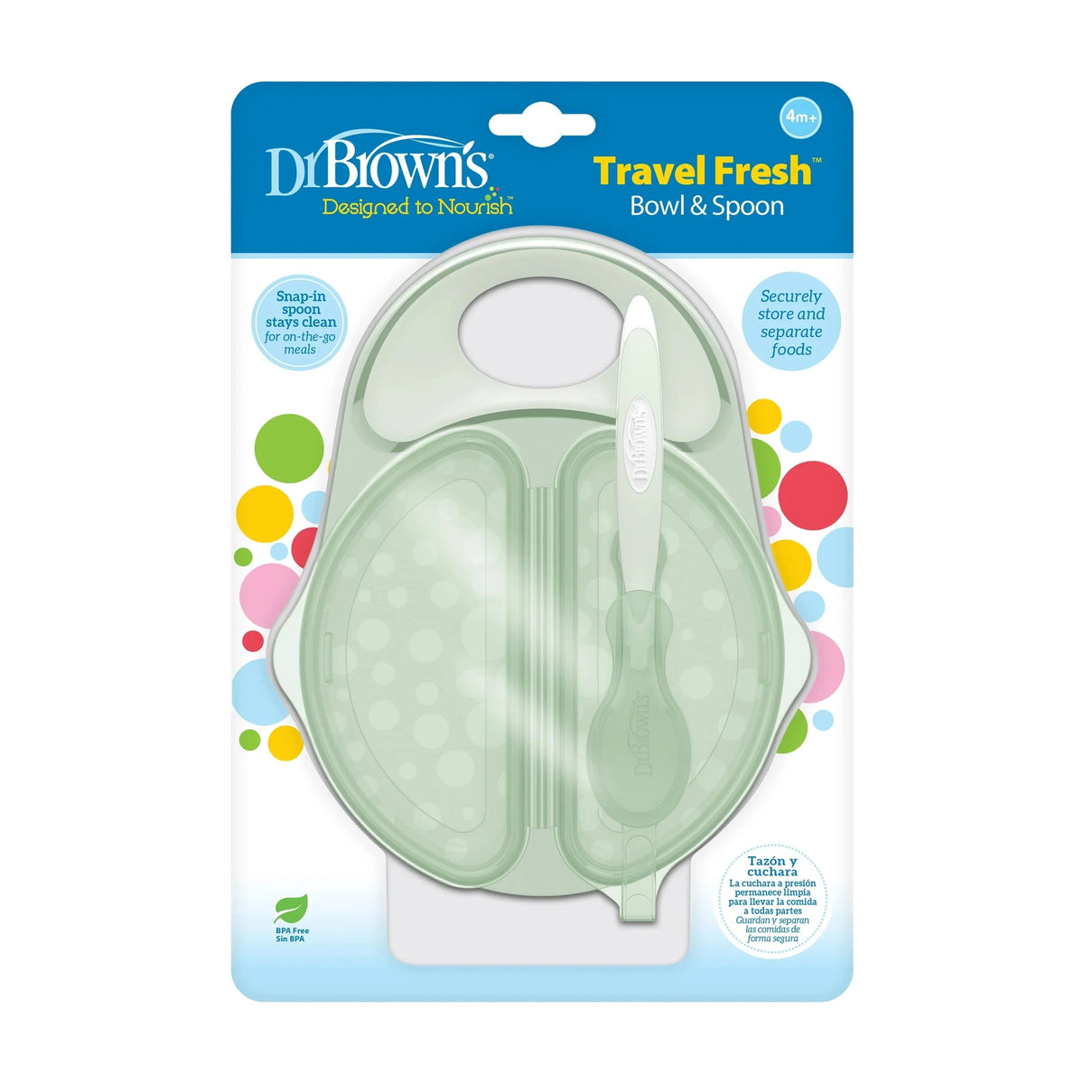 DrBrown's - Travel Fresh Bowl & Spoon - Light Green