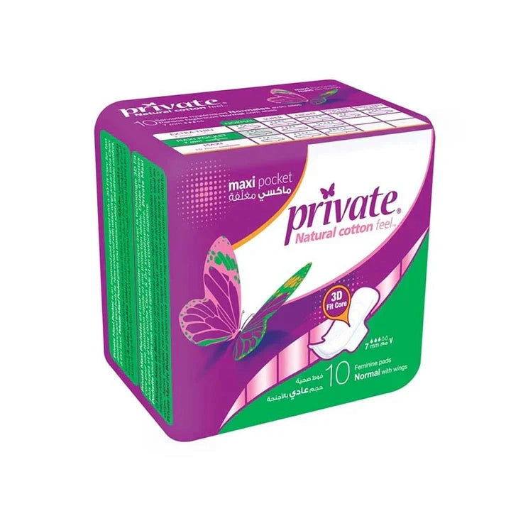 Private Maxi Pocket Normal Pads With Wings X10