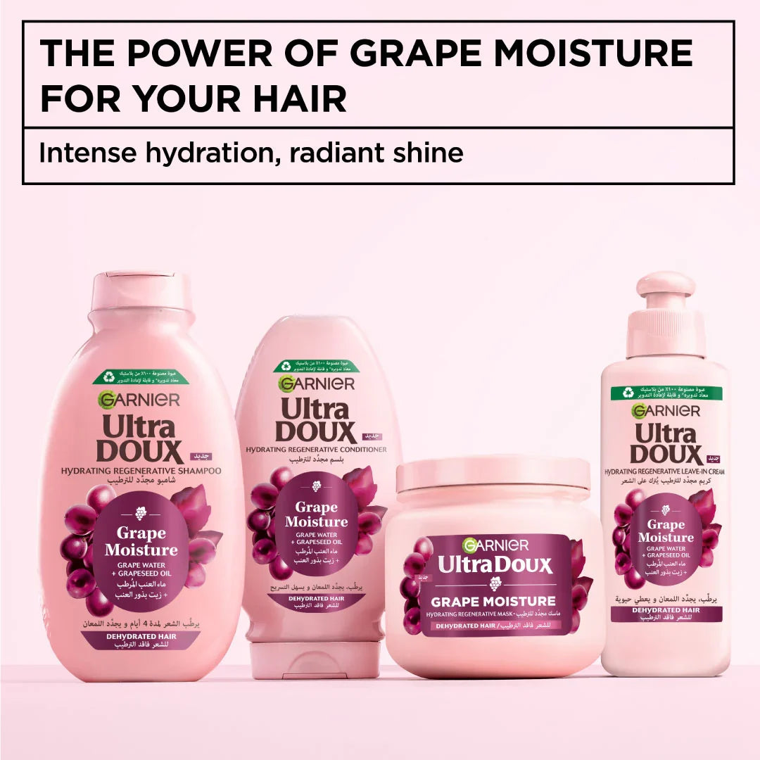 Garnier Ultra Doux Grape Moisture Deep Regenerative Mask for Dehydrated Hair With Hydrating Grape Water + Antioxidant Grapeseed Oil 200ML