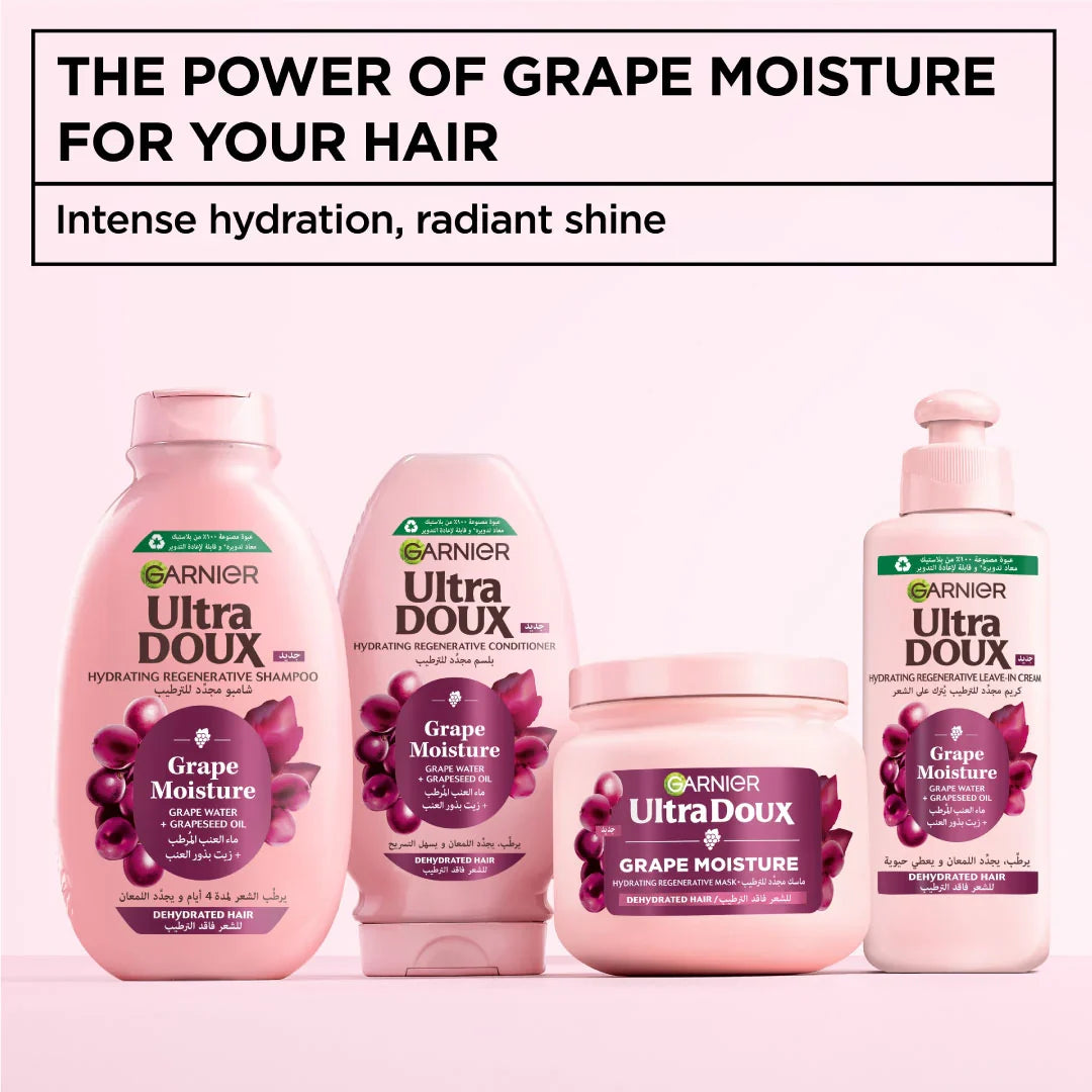 Garnier Ultra Doux Grape Moisture 2 in 1 Styling Cream, Volumizing Hydration for Dehydrated Hair With Hydrating Grape Water + Antioxidant Grapeseed Oil 200ML