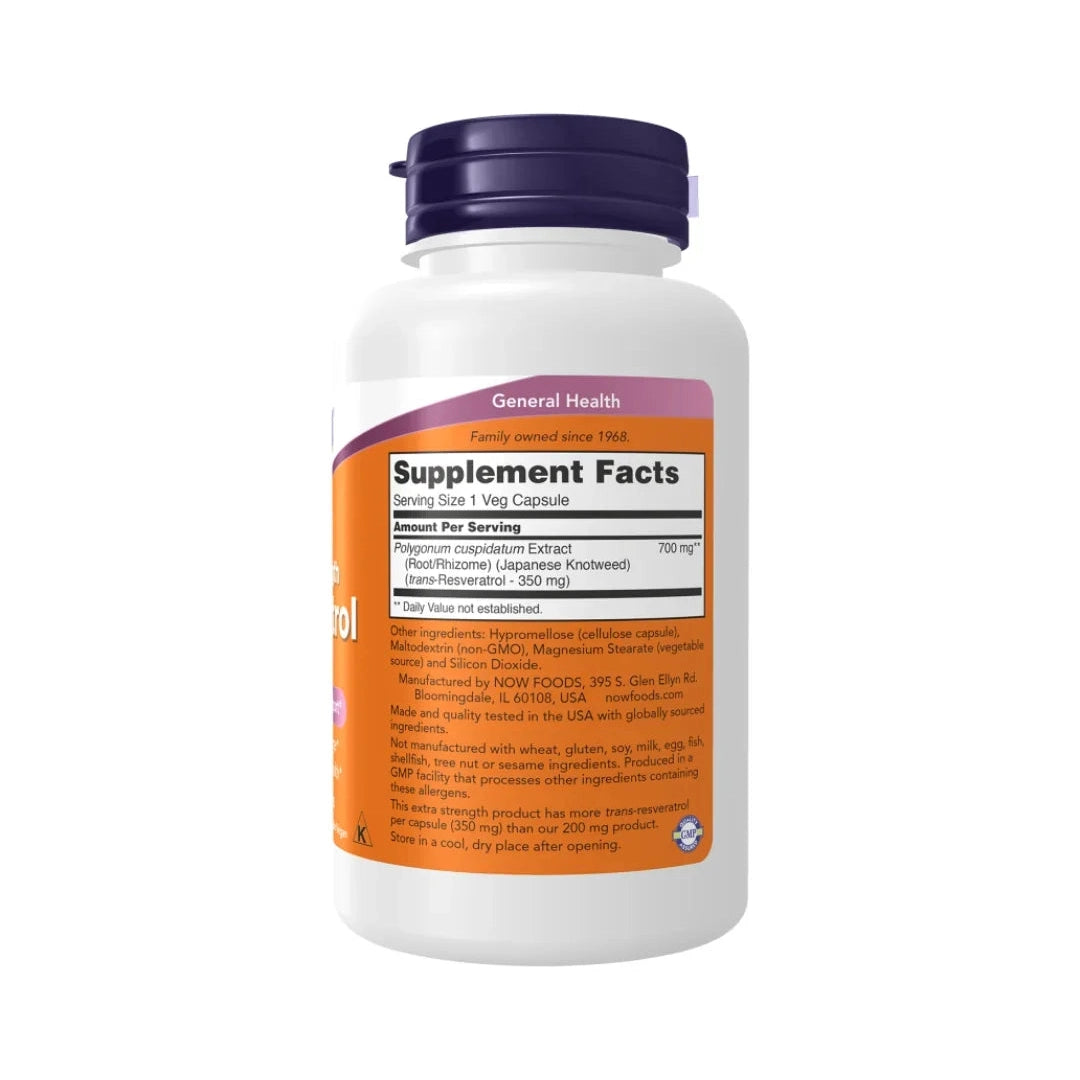 Now Extra Strength Resveratrol 350 Mg 60 Capsules