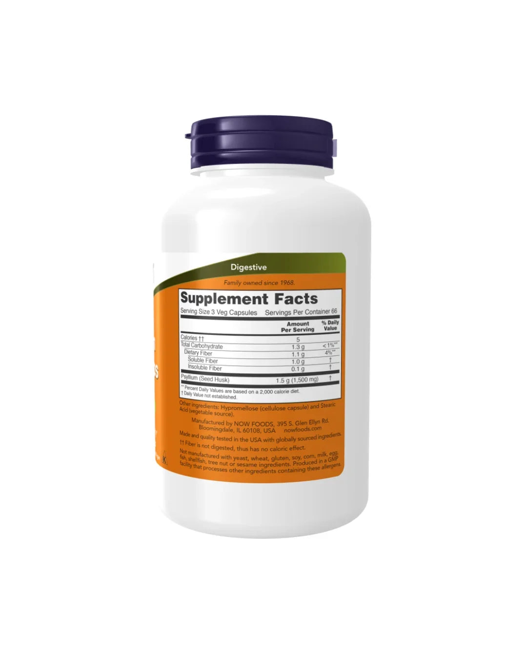 Now Psyllium Husk 500 Mg 200 Capsules