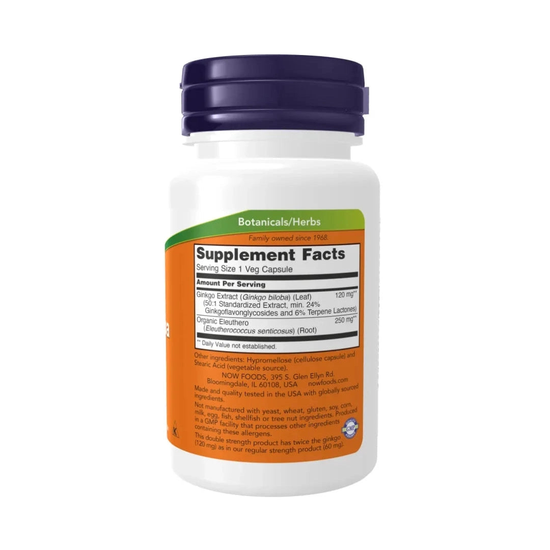 Now Double Strength Ginkgo Biloba 120 Mg 50 Capsules