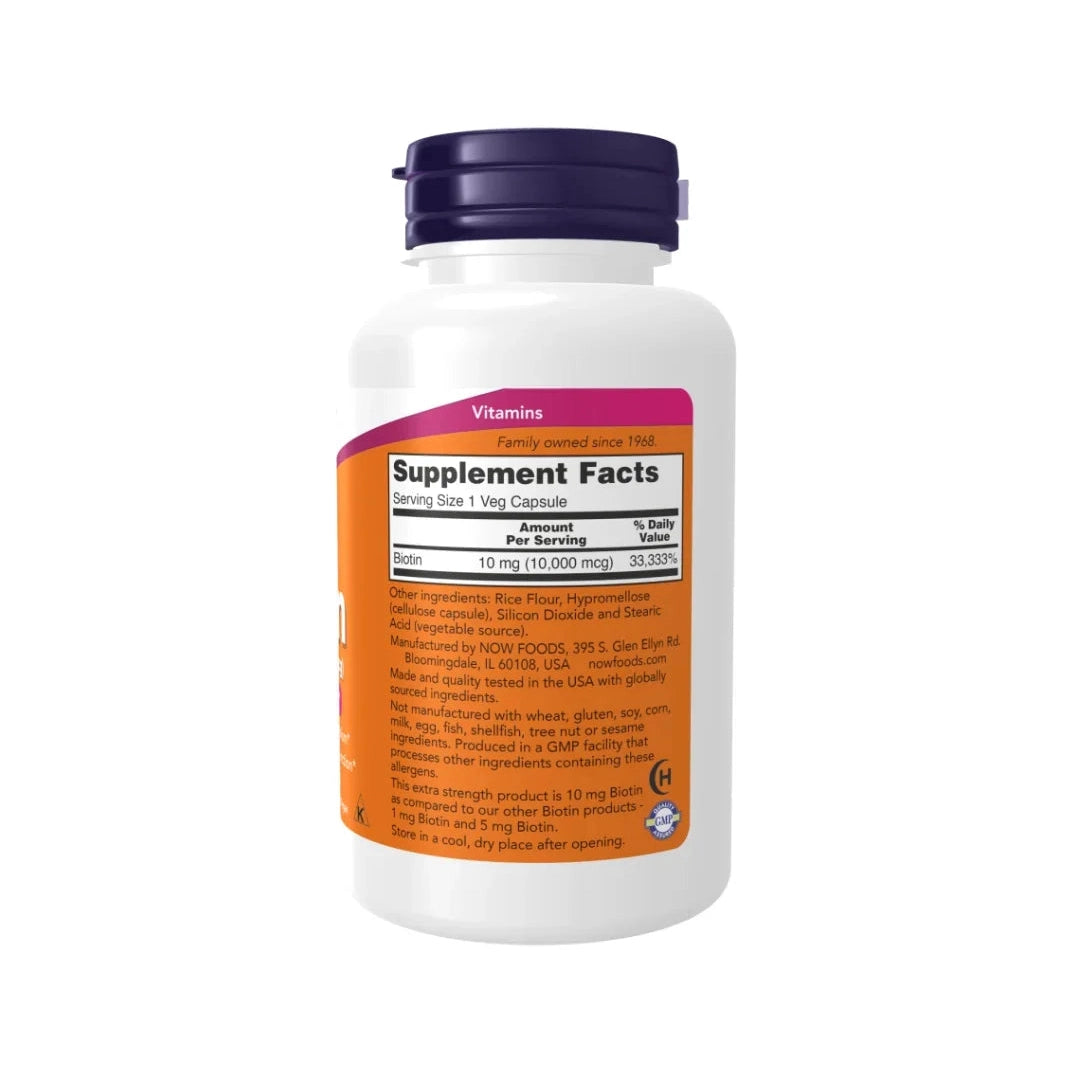 Now Biotin 10 Mg 100 Veg Capsules - 100 Veg Capsules