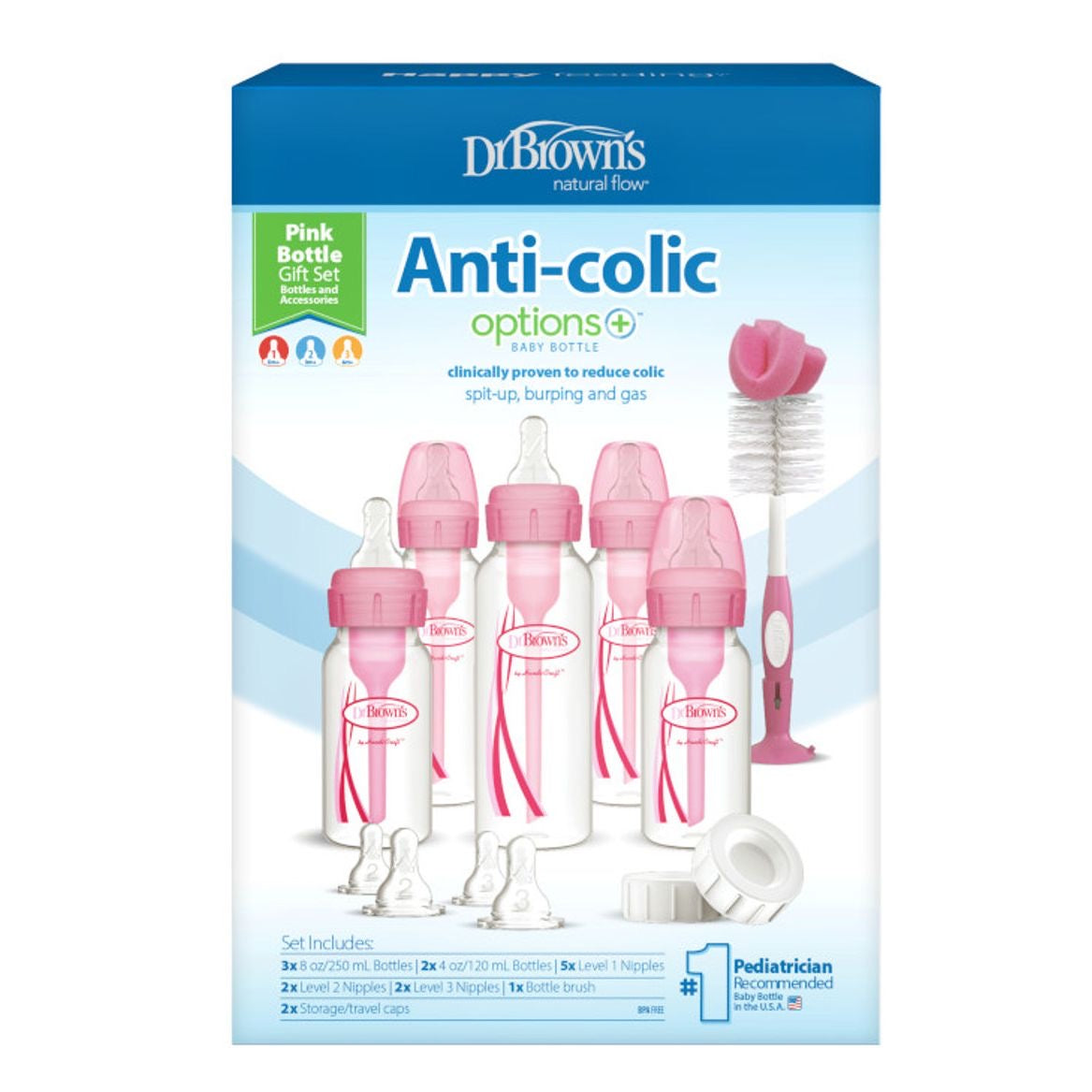 DrBrown's - Narrow Op+ Anti-Colic Newborn Gift Set , Pink