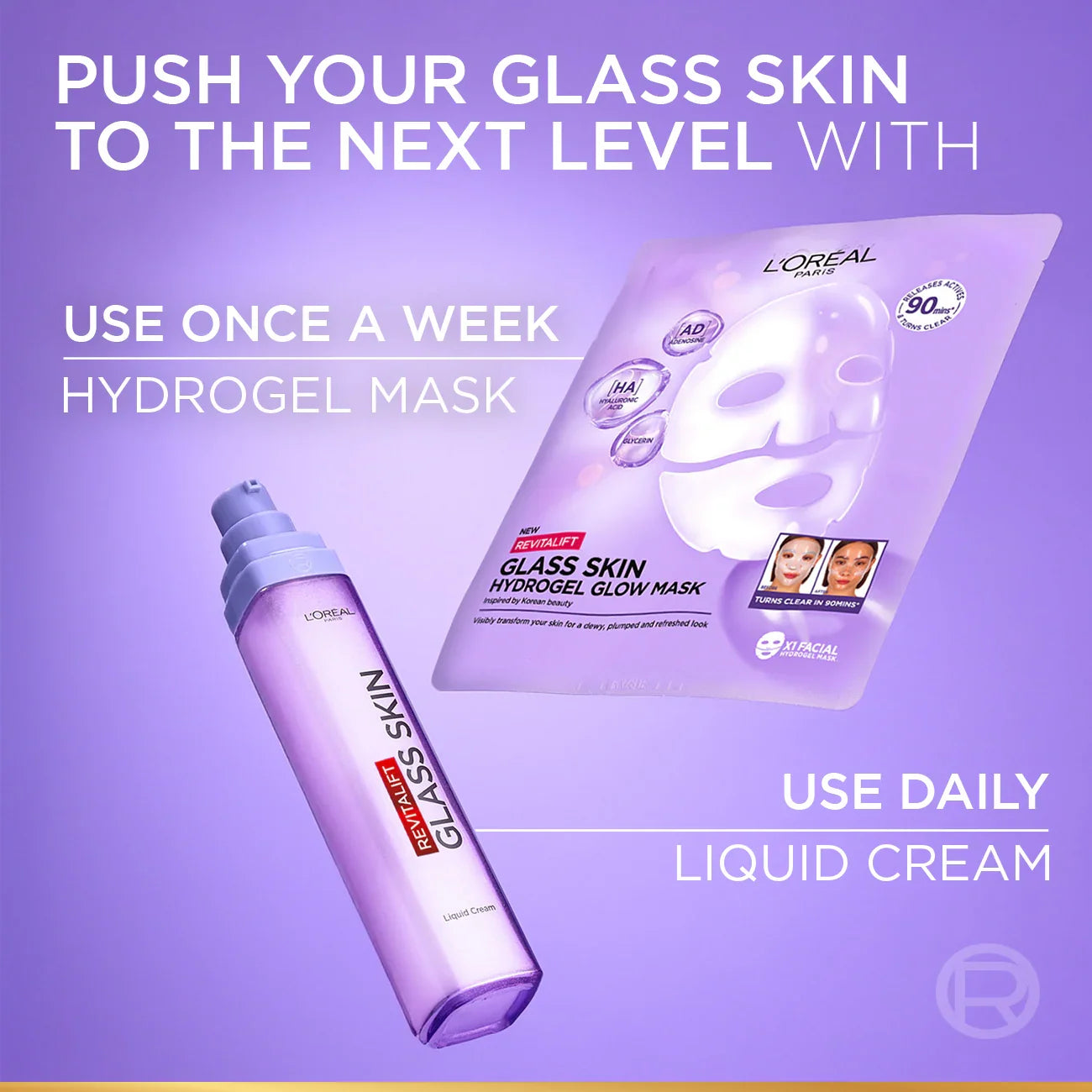 L’Oréal Paris Revitalift Glass Skin Hydrogel Glow Mask, Transform Your Skin For A Dewy, Plumped, Glass Skin In Only 90 Minutes