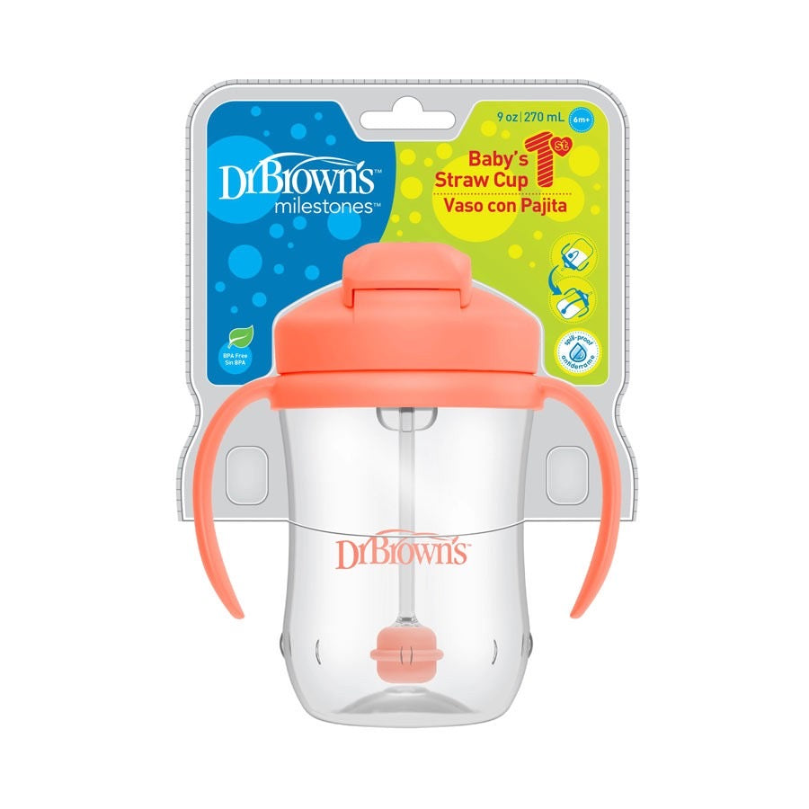 DrBrown's - Baby's Frist Straw Cup 270ML - (6m+) - Coral