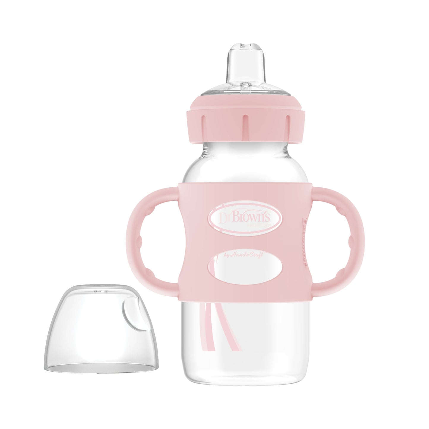DrBrown's- Wide Neck Sippy Bottle - Handles 270ML 6m - Pink