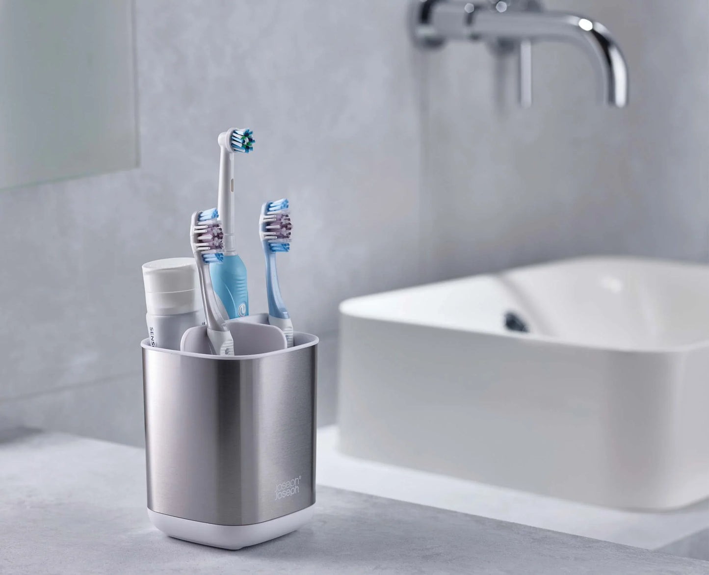 Joseph Joseph EasyStore Steel Toothbrush Holder