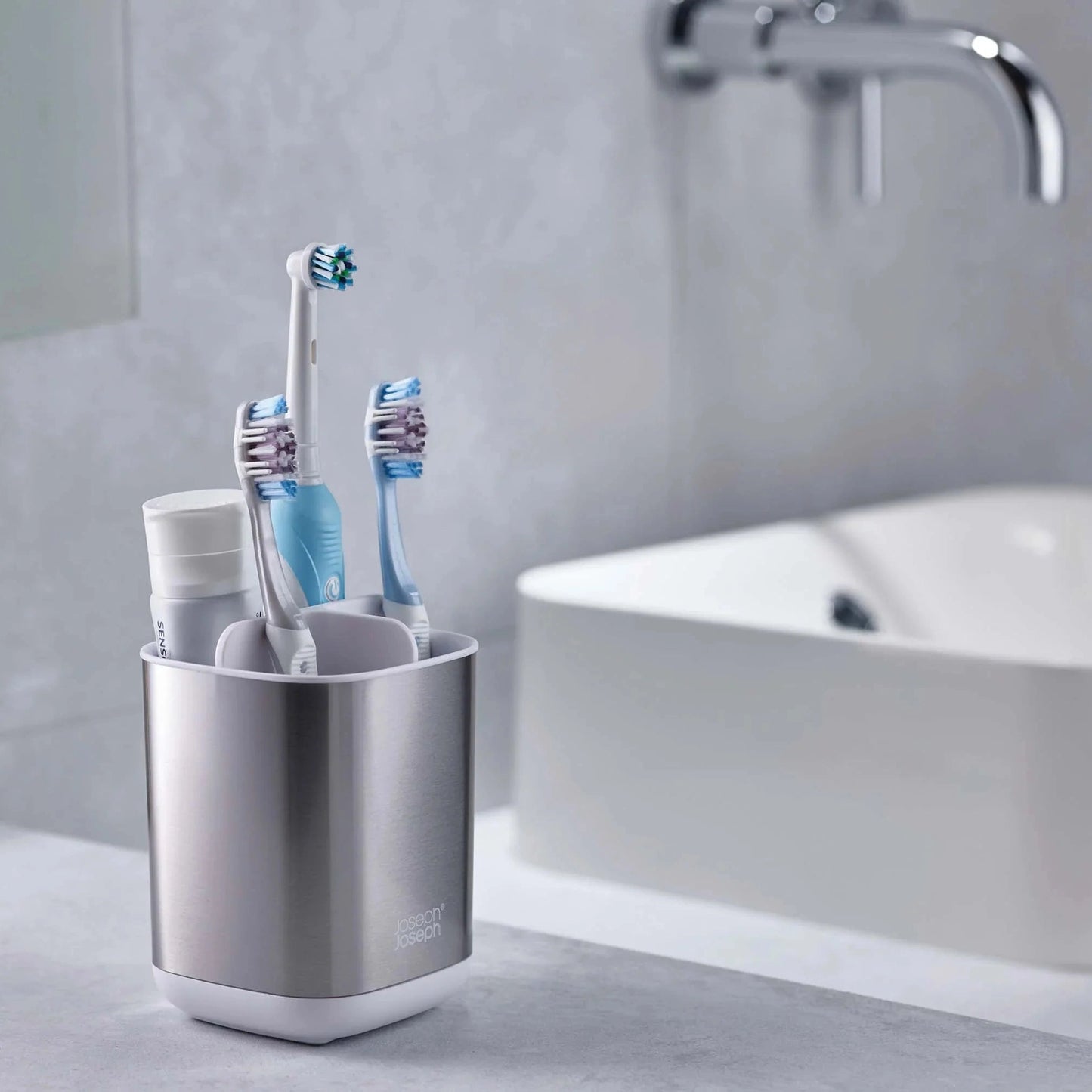 Joseph Joseph EasyStore Steel Toothbrush Holder