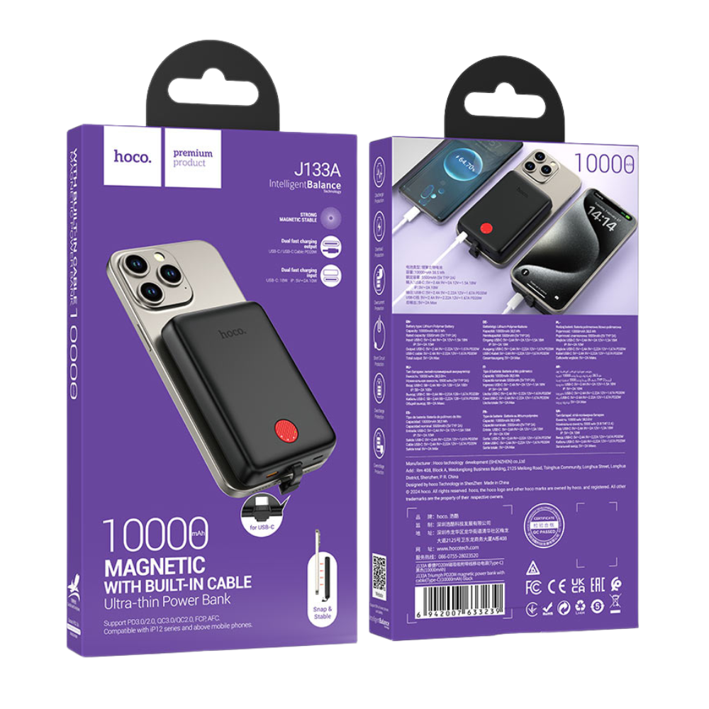 Hoco Power Bank PD20W USB-C Cable 10000mAh