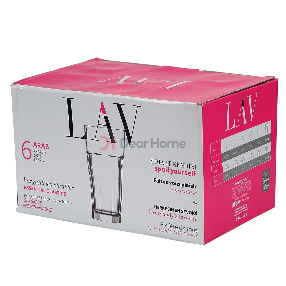 Lav Aras Glass Long Cup 6Pcs