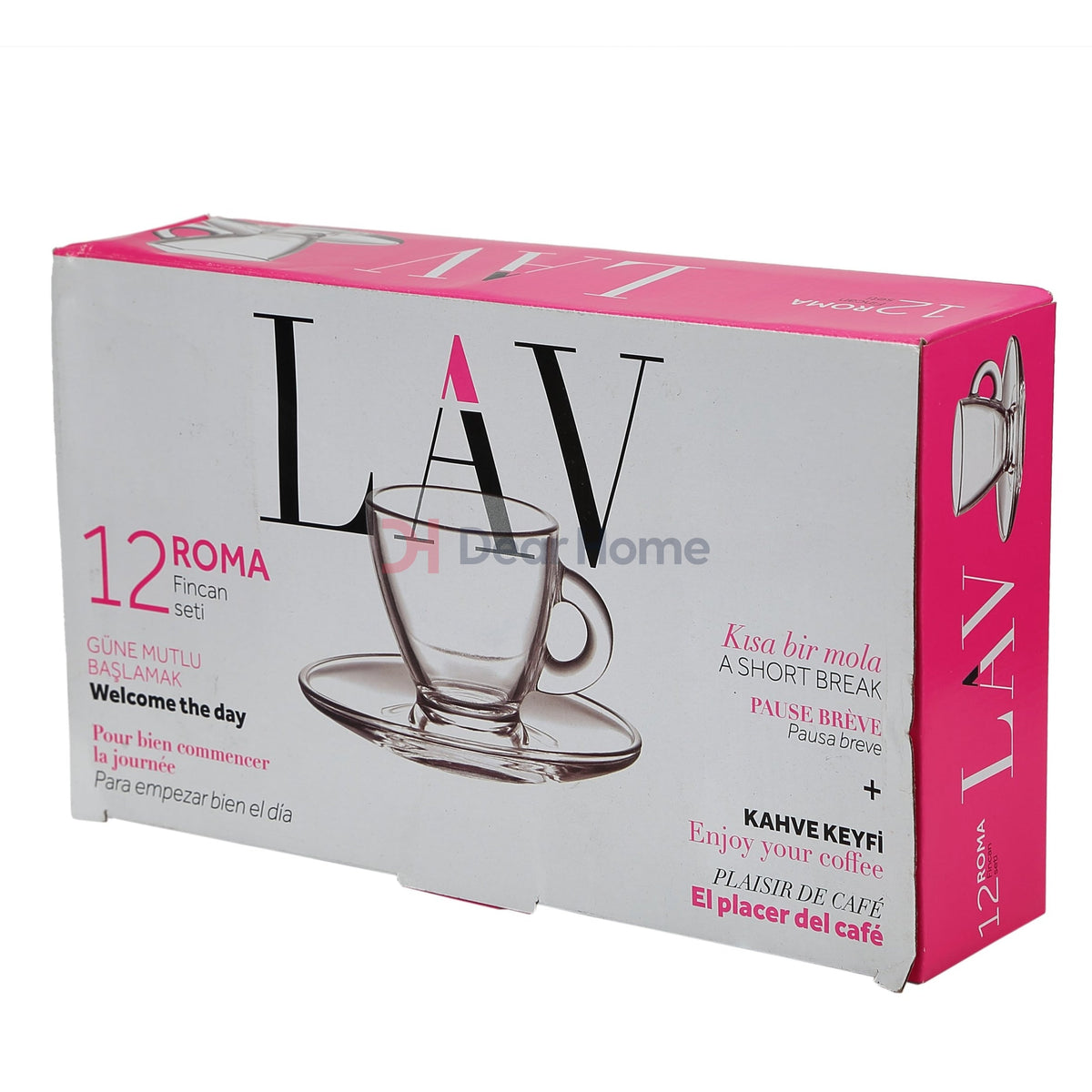 Lav Roma Glass 95ml Coffee Cup & Saucer 6+6