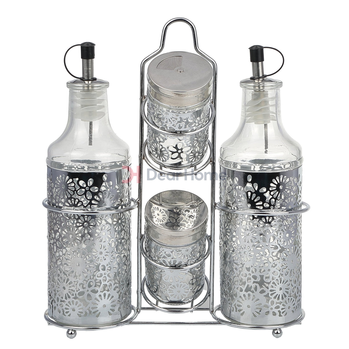 Stainless Flower Modern Oil & Vinegar Set
