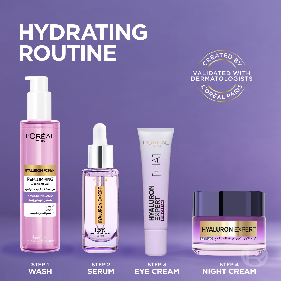 L’Oréal Paris, Hyaluron Expert, Replumping and Moisturizing Eye Cream, against Fine Lines, for Eye-Contour Replumping, with Hyaluronic Acid, 50ml
