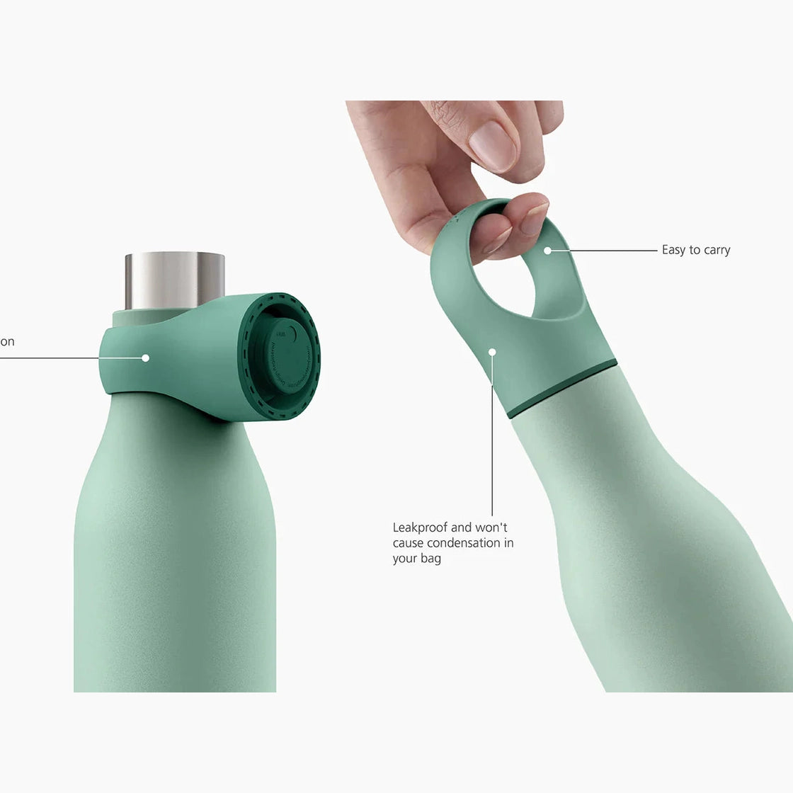 Joseph Joseph Loop™ 500ml Stainless-steel Vacuum Insulated Water Bottle Green
