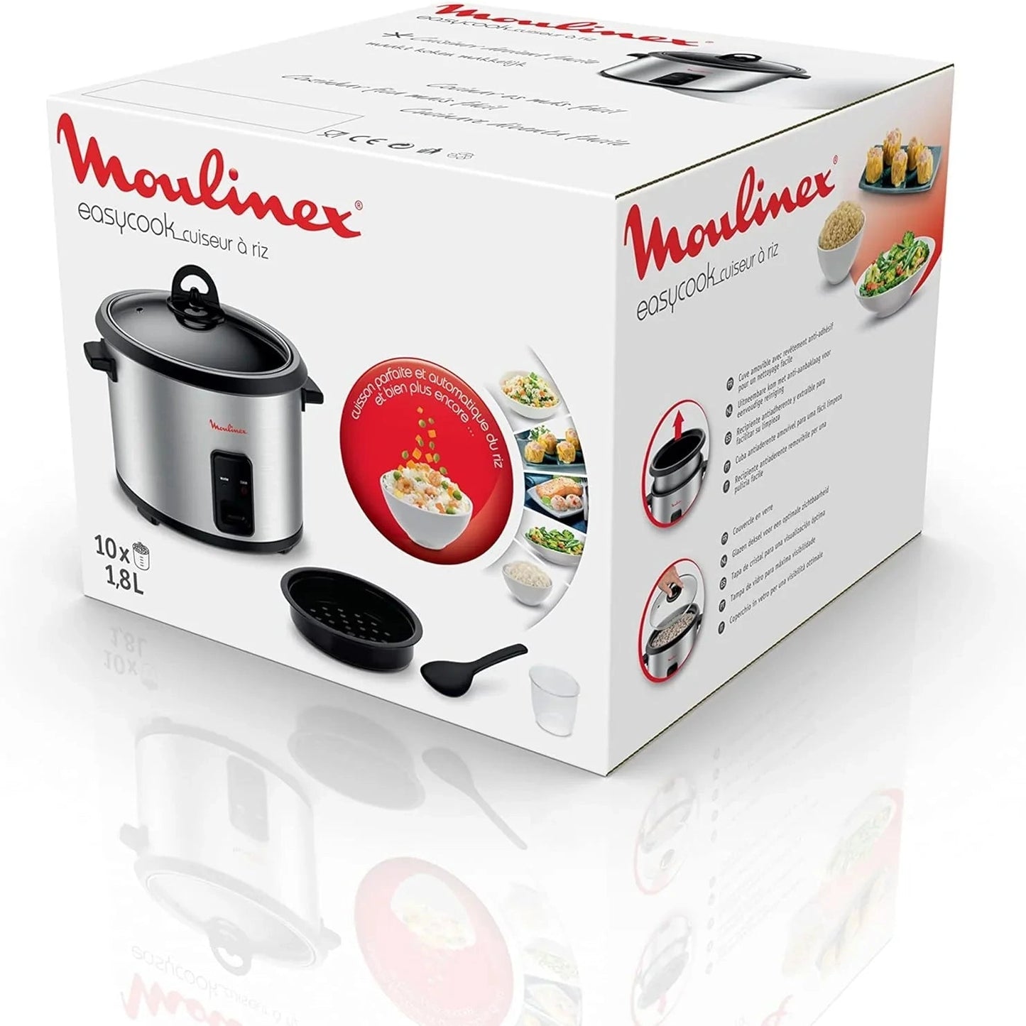 Moulinex Easy Cook Rice Cooker with Steam Basket - 1.8 Liters, 700W