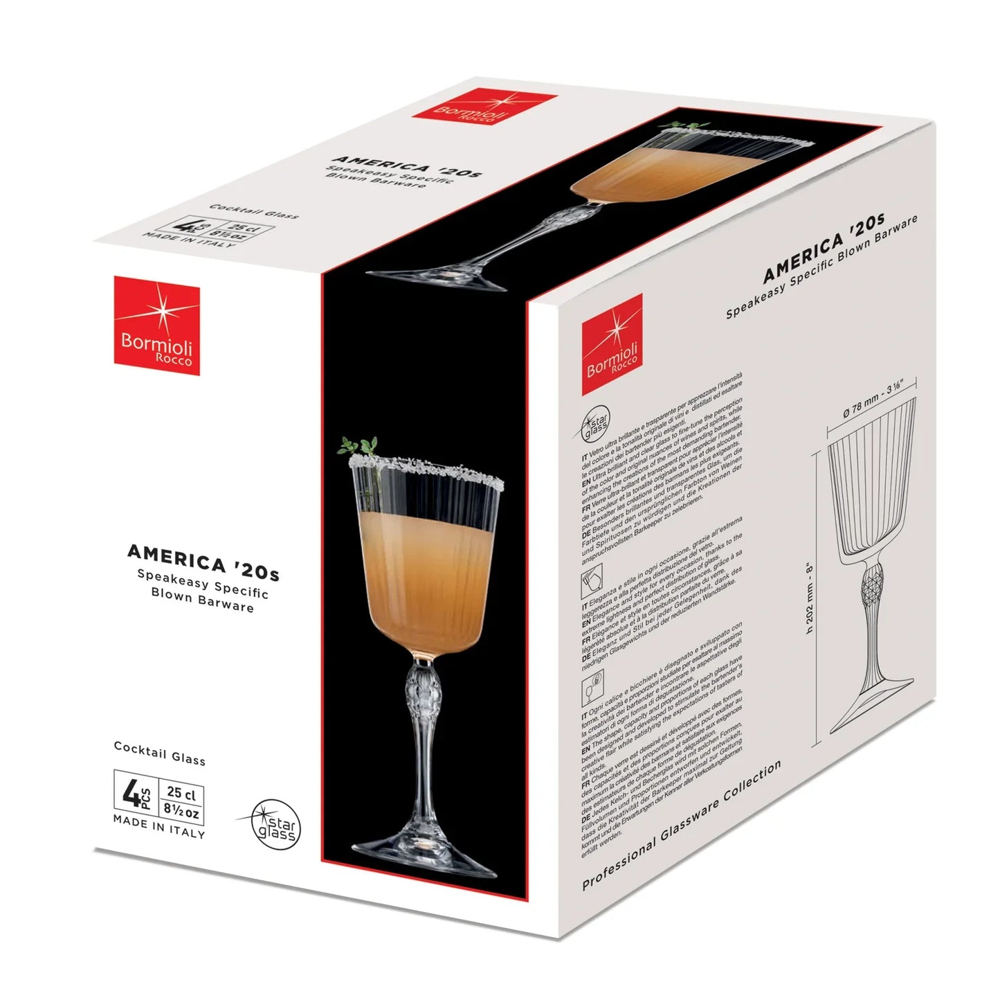 Bormioli Rocco America '20s 25cl Cocktail Glasses (Set of 6)