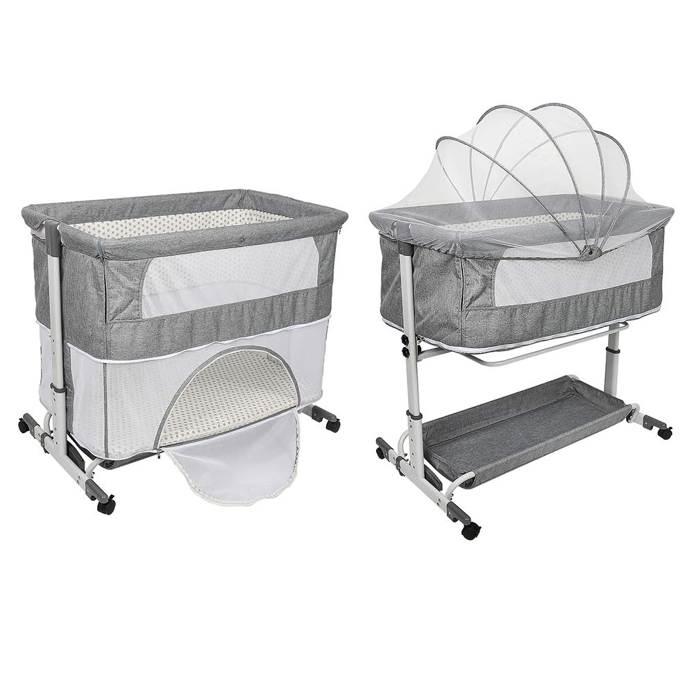 Miila - 3in1 Baby Bedside Sleeper - Park - Adjustable Cot - Grey