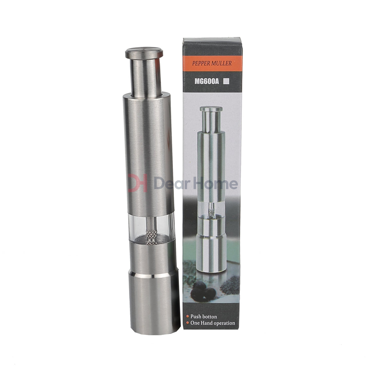 Push Stainless Pepper Grinder