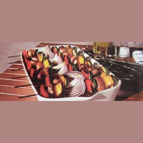 Skewers dish with 6 stainless steel skewers