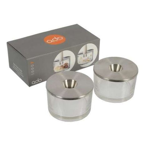 QDO Scandinavian Candlestick Set of 2 – Stainless Steel & Glass Candle Holders