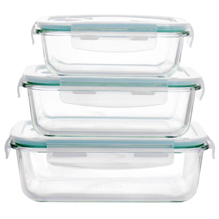 GLASS VACUUM RECTANGULAR FOOD BOX 3PCS X474