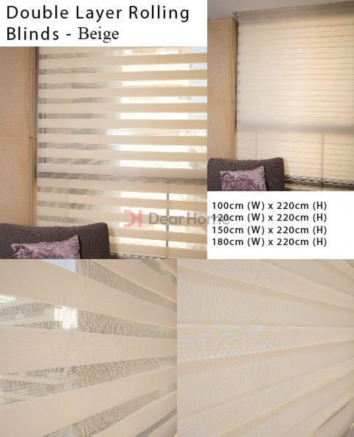 Beige 120*220cm Duo Rolling Home Curtain X738