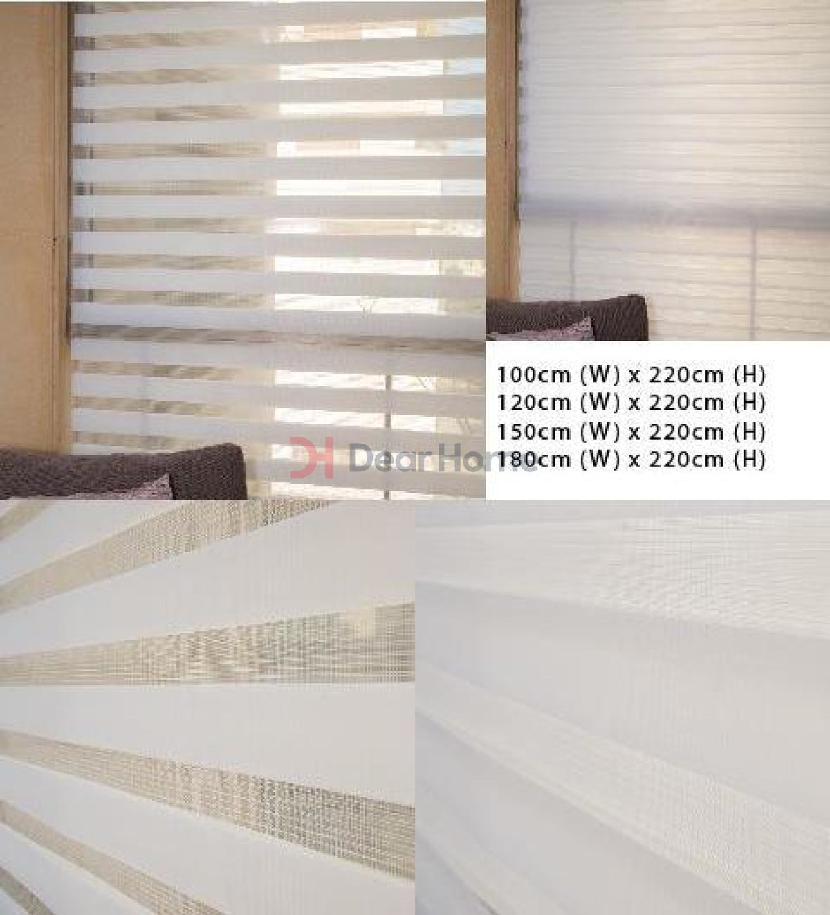 White 150*220cm Duo Rolling Home Curtain X739
