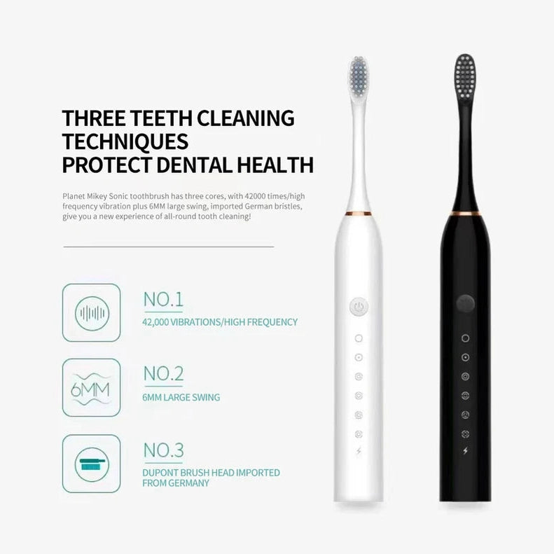 Sonic Electric Toothbrush, USB Rechargeable with 3 Brush Heads & 6 Modes | IPX7 Waterproof for Adults and Kids