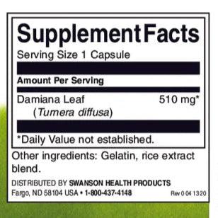 Swanson Full Spectrum Damiana 510 mg 100 Capsules